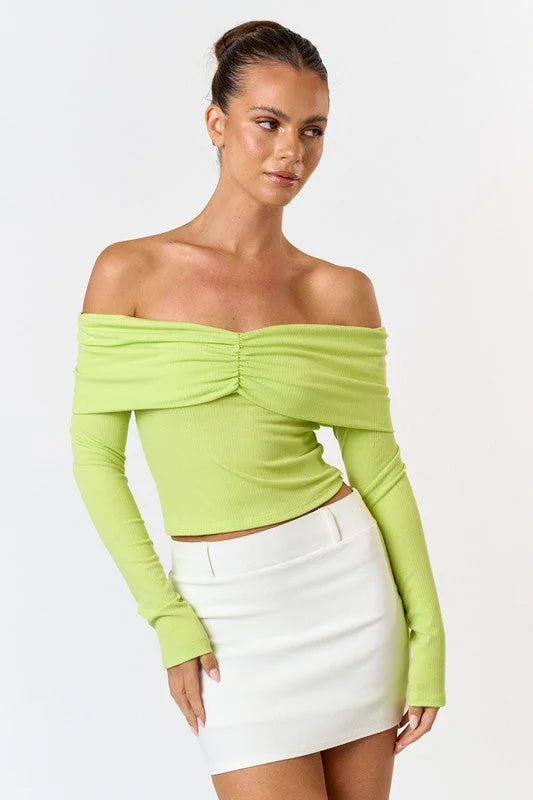 Special Offer Elegant Off Shoulder Long Sleeve Top