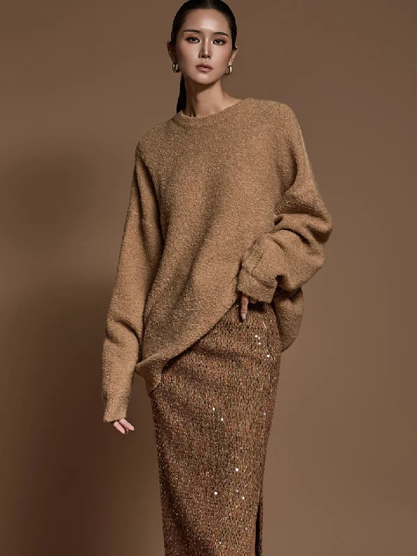 Instant Discount E3666 Fur Bouclé Knit