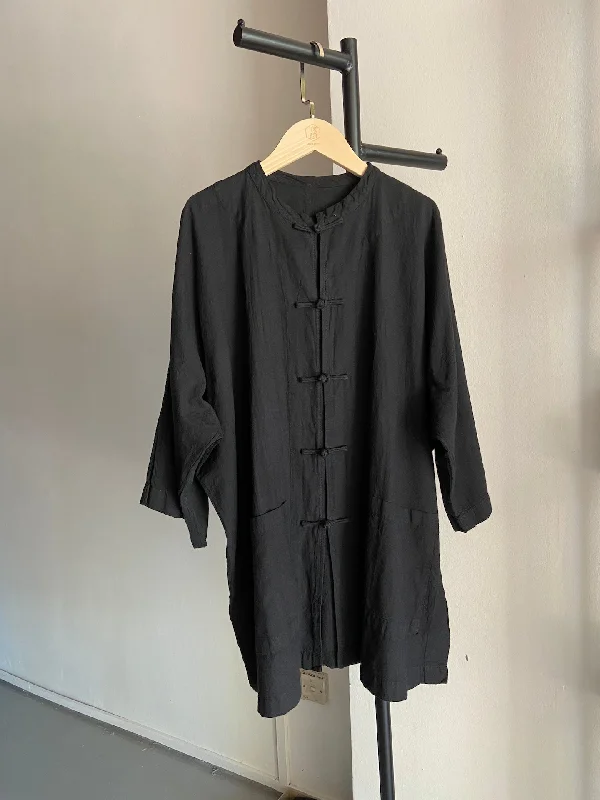 Overstock Clearance Hand-dyed Chinese Button Jacket (Black)