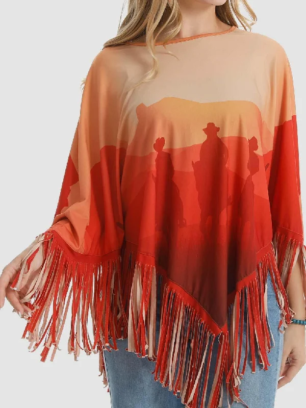Exclusive Deal Sunset Cowboys Poncho