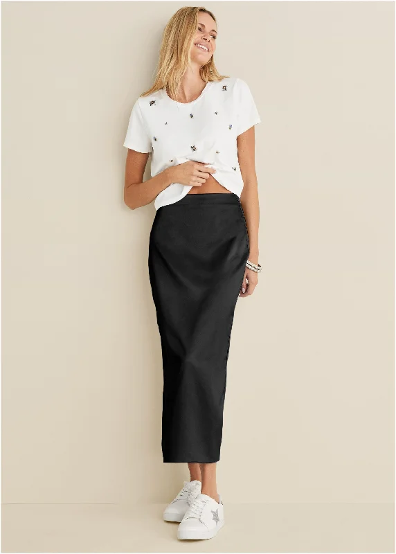 Limited Supply Midi Slip Skirt - Black
