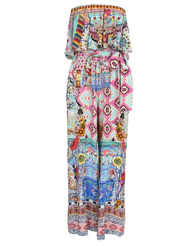 Price Reduction Strapless Jumpsuit With Frill