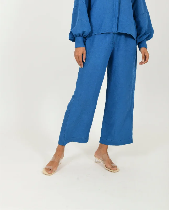 Flash Deals Classic Blue Linen Pants