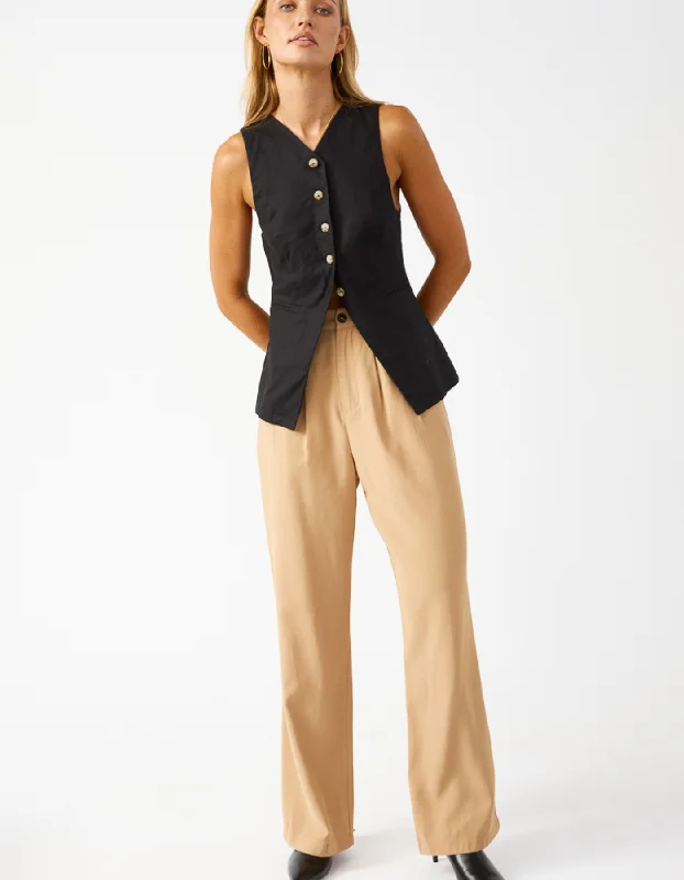 Buy Now Gisele Button Down Longline Vest in Black