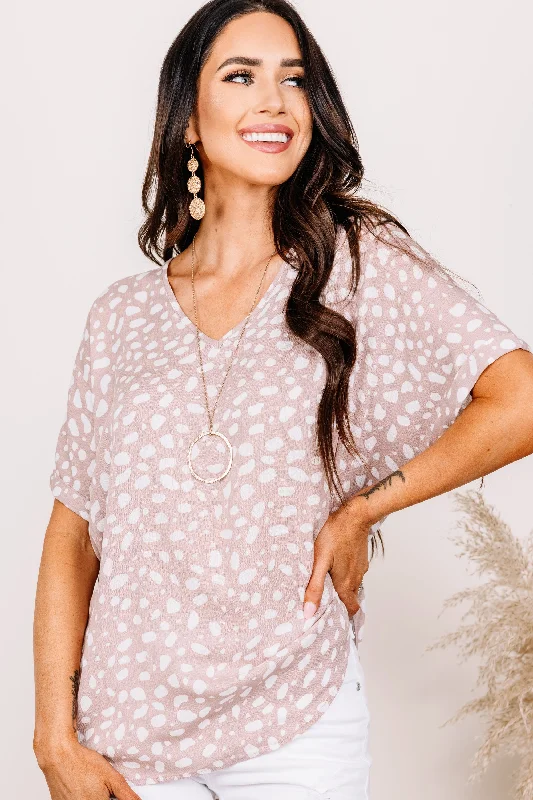 Deal Mania All For You Mocha Brown Spotted Top