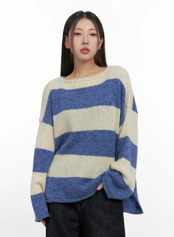 Act Fast Oversize Stripe Wool Sweater IN415