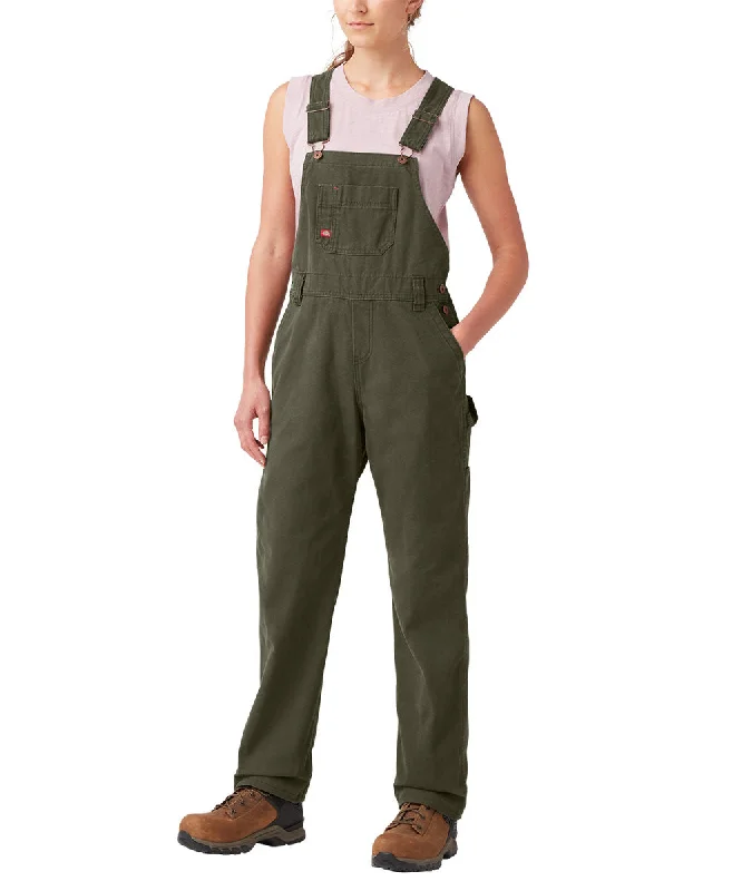 Act Now Dickies Women's Relaxed Fit Bib Overalls - Rinsed Moss Duck
