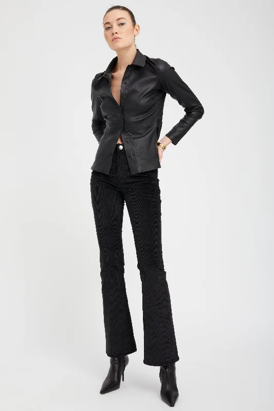 Price Drop Alert Black Corduroy Micro Flare Pants