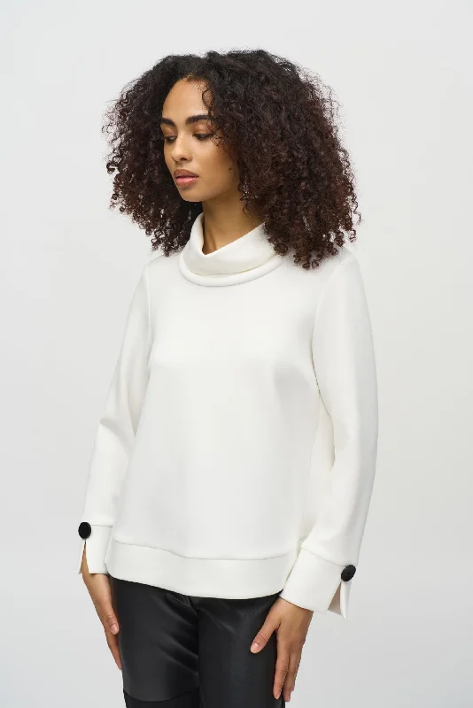 Big Savings Joseph Ribkoff Cowl Neck Back Button Accent Boxy Top 244129