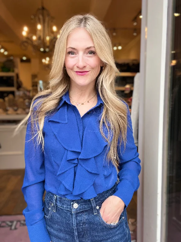 Deal Dash Ganni Chiffon Ruffle Shirt