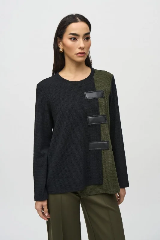 Super Discount Joseph Ribkoff Two-Tone Color Block Textured Tunic Top 244133