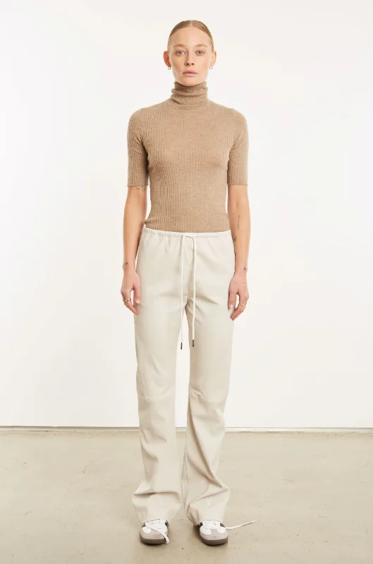 While Supplies Last Chalk Leather Straight Leg Pants