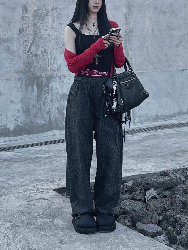 Super Discount leopard print rubber band pants