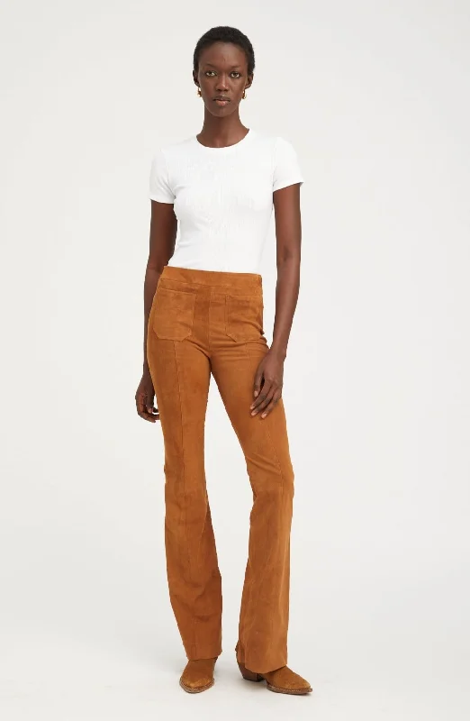 Clearance Sale Dark Cognac Patch Pockets Super Flare Pants