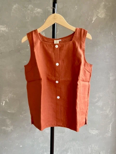Fantastic Offers Linen Sleeveless Top in Burnt Orange