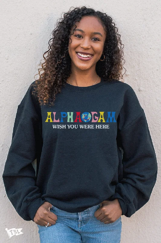 Exclusive Offer Alpha Gamma Delta Wish You Were Here Crewneck