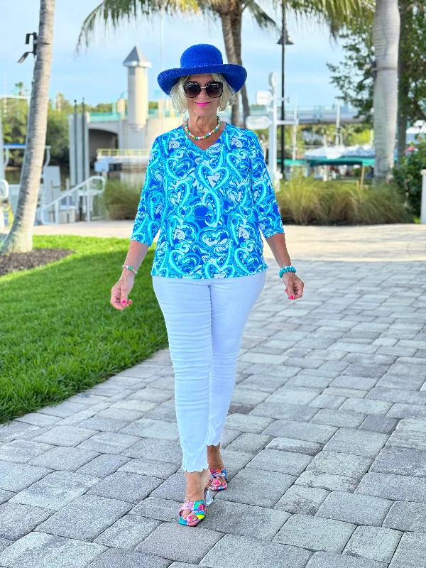Limited Stock BLUE DREAMING V NECK TOP