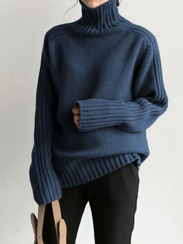 Seasonal Sale Solid High Graceful Neck Knit Sweater