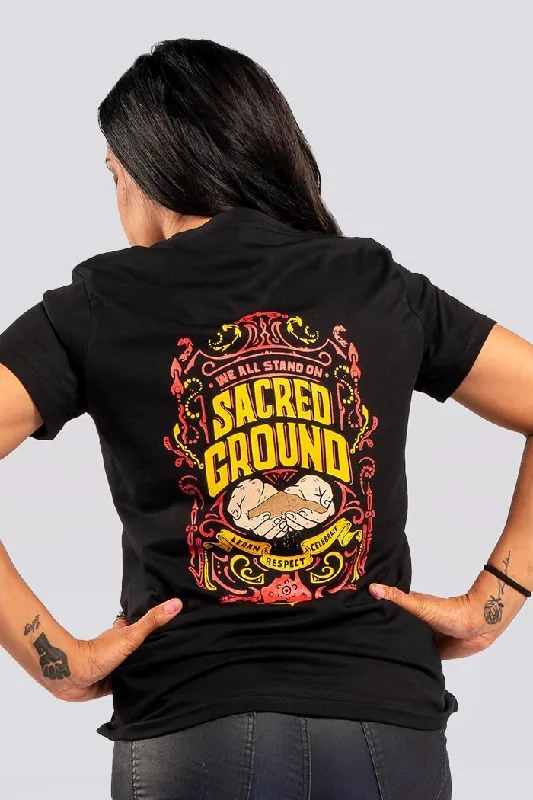 Low Prices Vintage Sacred Ground Classic Black Cotton Crew Neck Women's T-Shirt