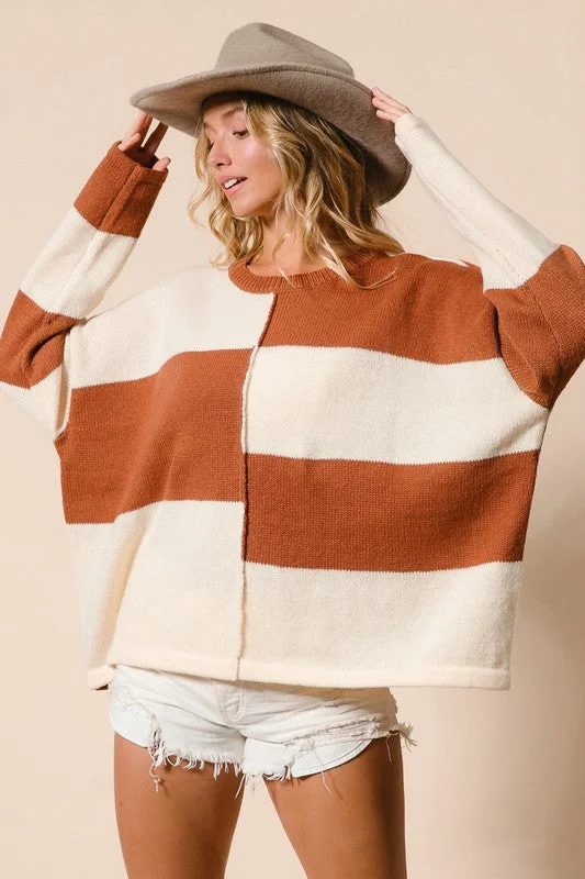 Exclusive Weekend Offers Inside JULIA COLOR BLOCK KNIT TOP S-XL