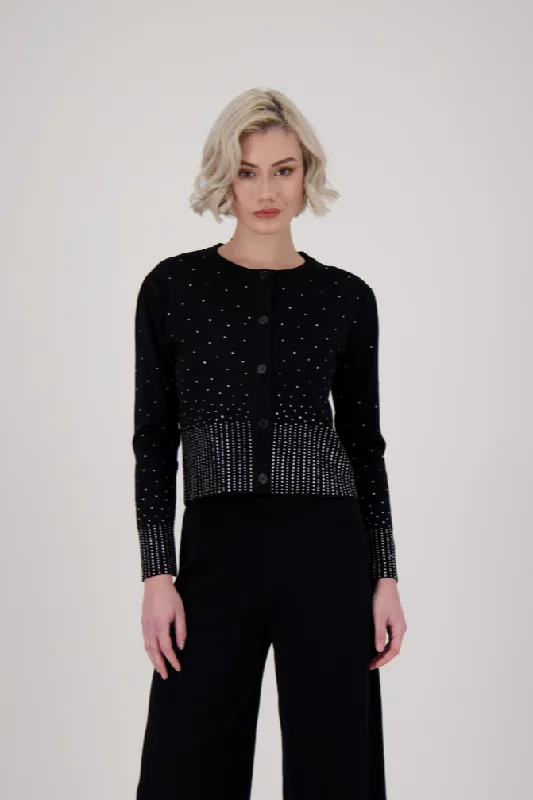 Deal Explosion Crystal Embellished Button-Up Cardigan