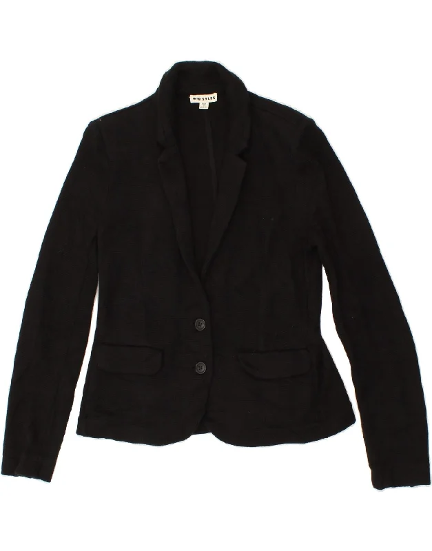 Price Reduction WHISTLES Womens 2 Button Blazer Jacket UK 8 Small  Black Cotton