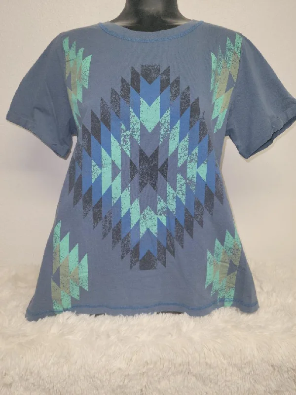 Fantastic Savings American Bling Women's Blue Washed Aztec Vintage Tee