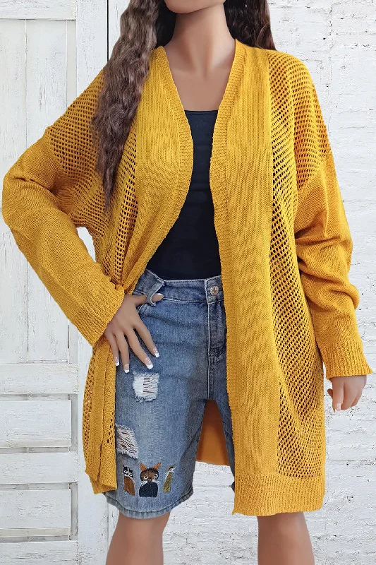 Weekend Deals That Excite Plus Size Openwork Long Sleeve Open Front Cardigan