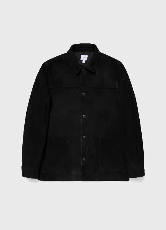 Men's Suede Twin Pocket Jacket in Black