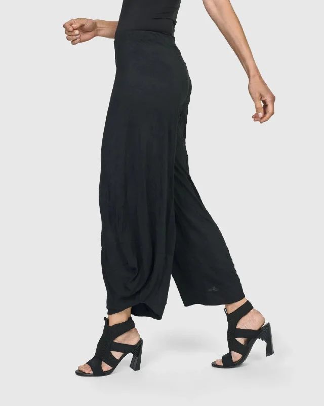 Final Sale Enigma Crinkle Punto Pants, Black