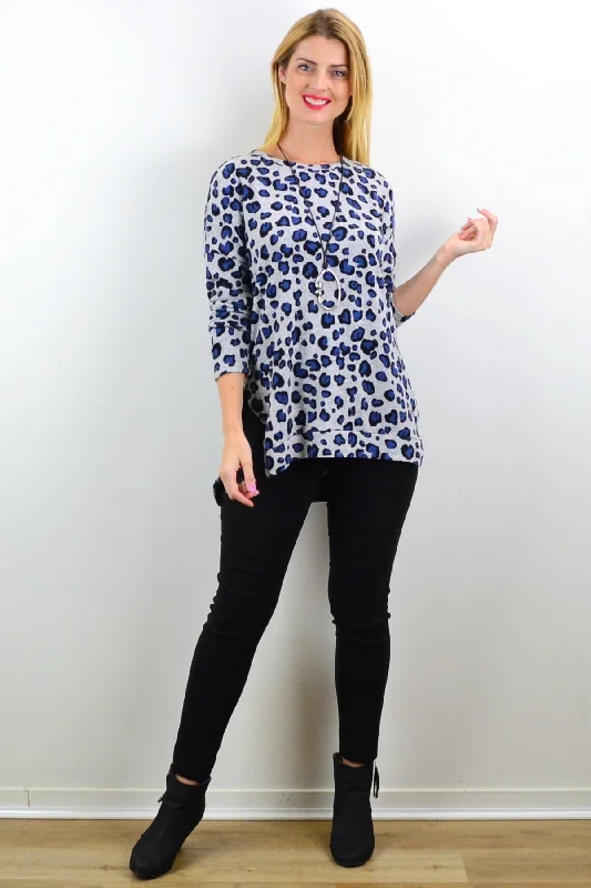 Take Advantage Blue Spot Fleece Tunic Top