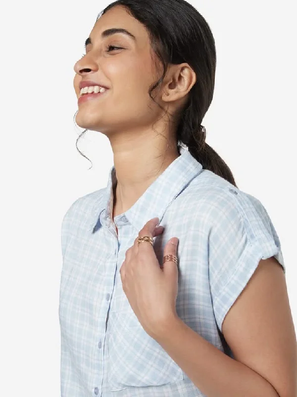 Savings Event LOV Blue Checkered Topaz Top