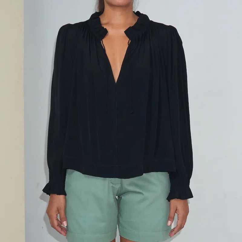 Weekend Savings Extravaganza KATY BLOUSE - Rayon Fujette Crepe | Black