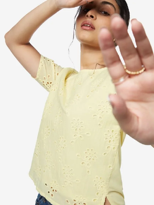 Steals and Deals LOV Yellow Cut-Out Detailed Lorraine Top