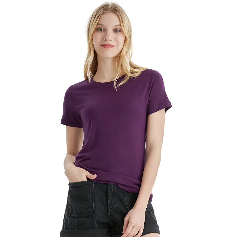 Special Price Women's Merino 170g Classic Short Sleeve T-Shirt Dark Purple