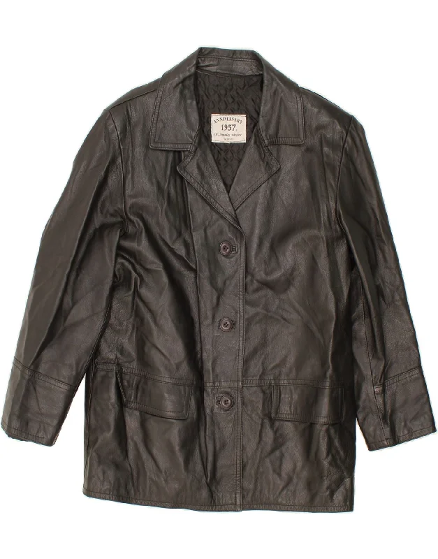 Big Savings VINTAGE Womens Leather Jacket UK 16 Large Black Leather