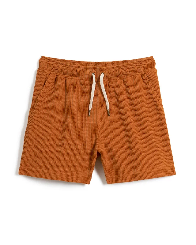 The Cannes Waffle Knit Shorts - Burnt Sienna