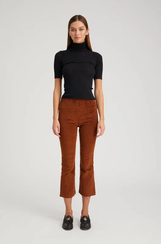 Extra Savings Dark Cognac Corduroy Crop Flare Pants