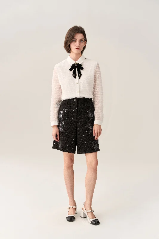 Fantastic Deals Sequin-detail Embroidered Shorts