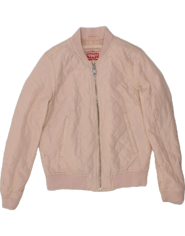 Weekend Discounts to Love LEVI'S Womens Bomber Jacket UK 10 Small Pink Polyester