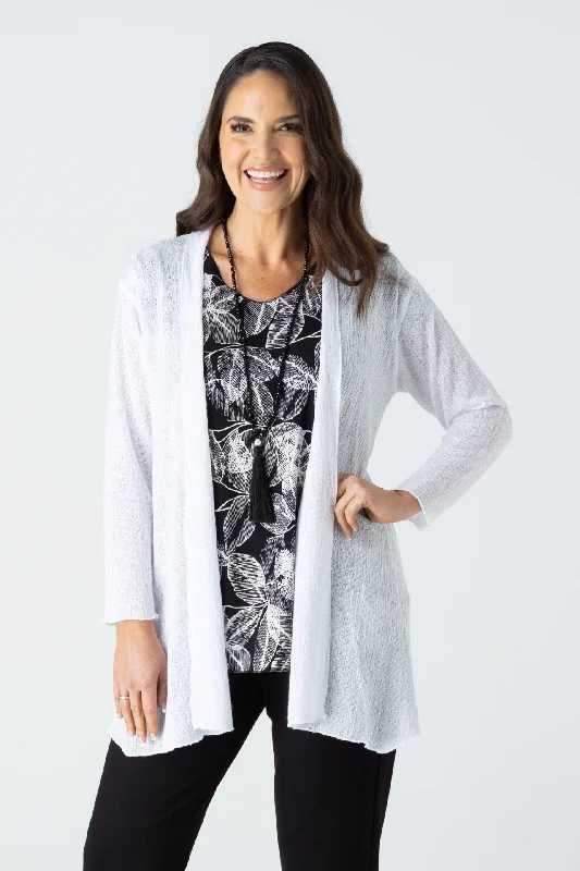Low Price White Poly Rayon Long Sleeve Cardigan