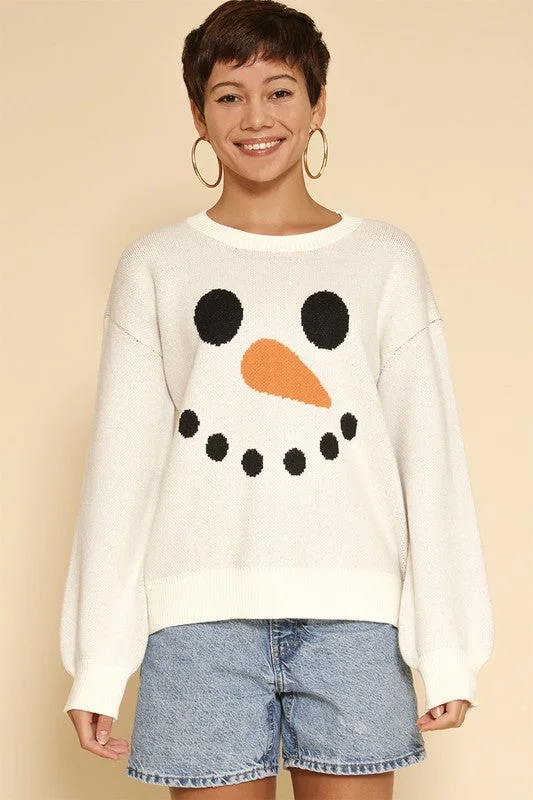 Price Blitz Snowman Face Knit Holiday Sweater