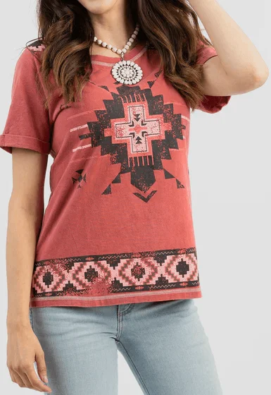 Unbeatable Prices American Bling Mineral Wash Aztec Print Tee