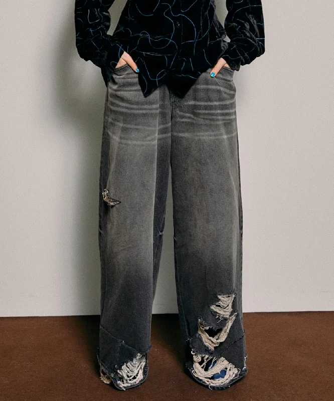 Weekend Savings Bonanza Ripped Wide Denim