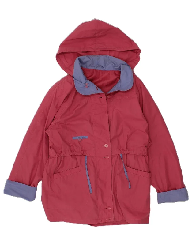 Deal Dash ST MICHAEL Womens Hooded Windbreaker Coat UK 12 Medium Pink Colourblock