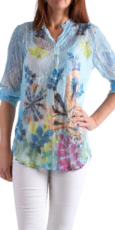 Quick Deals Dora Embroidered Mesh Top