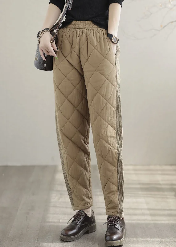 Weekend Bargains to Sizzle Khaki Patchwork Fine Cotton Filled Harem Pants Thick Pockets Winter