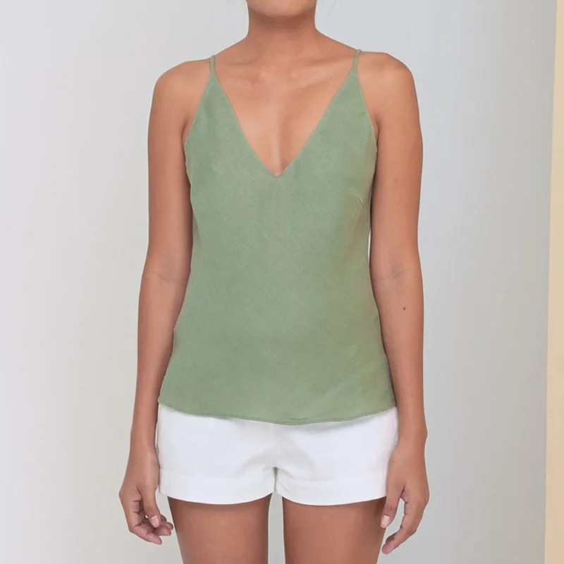 Buy Now RINKI V CAMISOLE - Linen | Light Olive Green