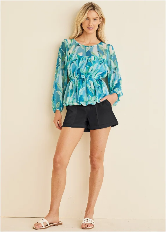 Exclusive Preview Relaxed Twill Shorts - Black