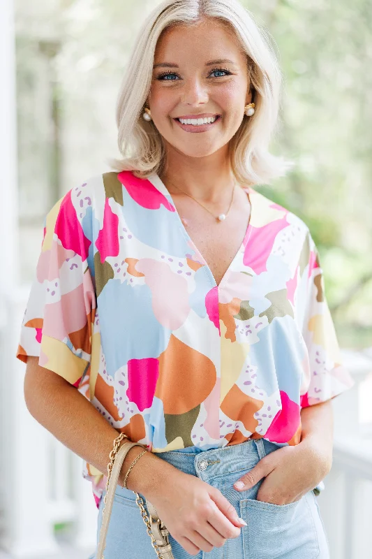 Limited Quantity Help You Out Fuchsia Pink Abstract Top